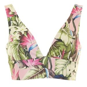 Topshop Tropical Floral V Bralette Crop Top Size 4
